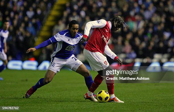 Jean Beausejour of Birmingham City and Bacary Sagna of Arsenal
