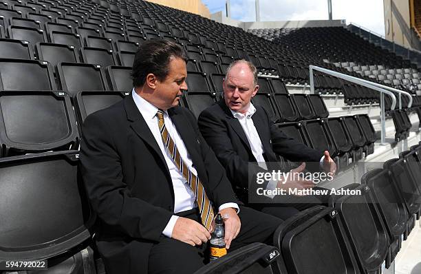 Steve Morgan the owner / chairman of Wolverhampton Wanderers and Jez Moxey the CEO of Wolverhampton Wanderers take a look at the new Stan Cullis stand