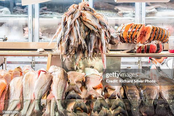 paloquemao market, different types of fish for sale in bogota colombia - paloquemao stock pictures, royalty-free photos & images