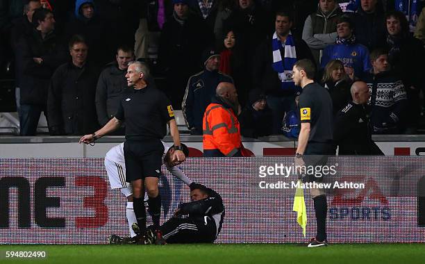 Eden Hazard of Chelsea gets a red card for kicking a ball boy
