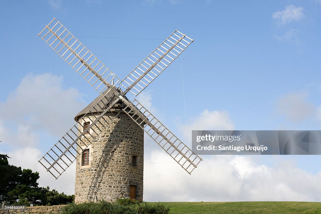 Traditional windmill in Brittany