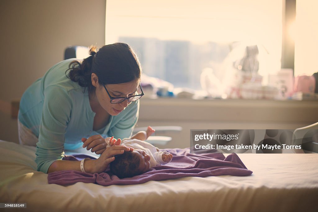 Mum with newborn at the hospital