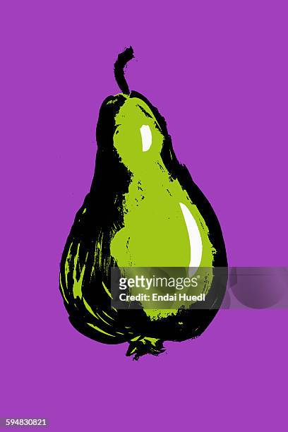 illustration of pear against purple background - portrait studio purple background stock illustrations