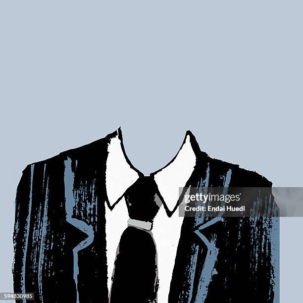 illustration of headless businessman against gray background - business mann krawatte stock-grafiken, -clipart, -cartoons und -symbole