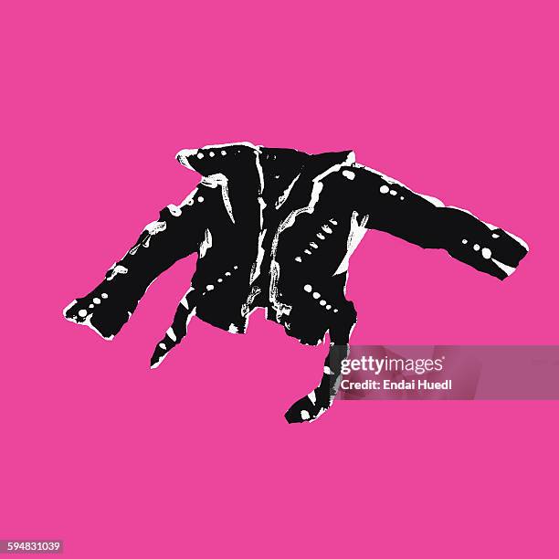 stockillustraties, clipart, cartoons en iconen met illustrative image of black biker jacket on pink background - leather jacket