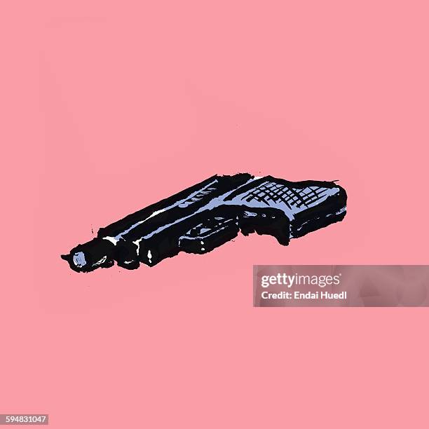 illustrative image of handgun on pink background - pink pistols stock-grafiken, -clipart, -cartoons und -symbole