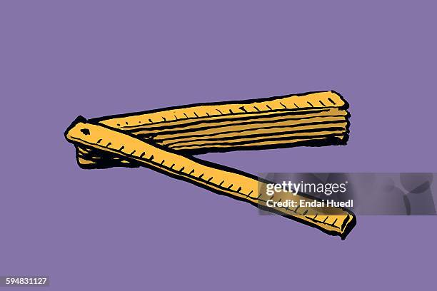 stockillustraties, clipart, cartoons en iconen met illustration of foldable ruler against purple background - duimstok