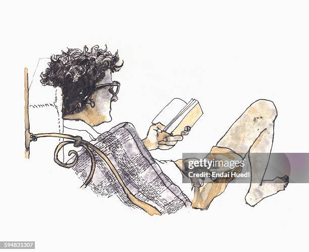 ilustraciones, imágenes clip art, dibujos animados e iconos de stock de illustrative image of man reading book against white background - art book