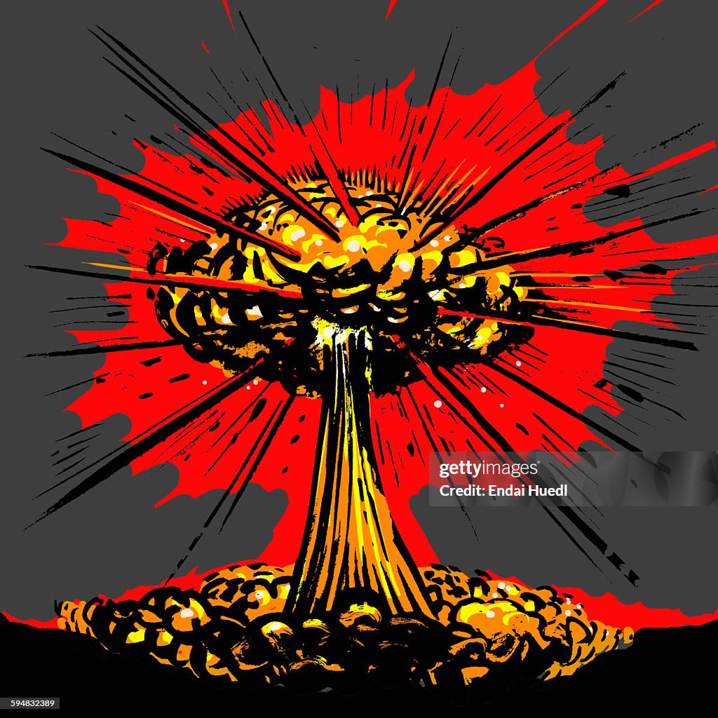 Illustrative image of nuclear explosion against gray background