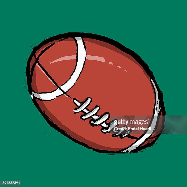 ilustraciones, imágenes clip art, dibujos animados e iconos de stock de illustration of rugby ball against green background - pelota de rugby