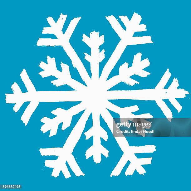 illustration of snow flake against blue background - schneeflocke schneekristall stock-grafiken, -clipart, -cartoons und -symbole