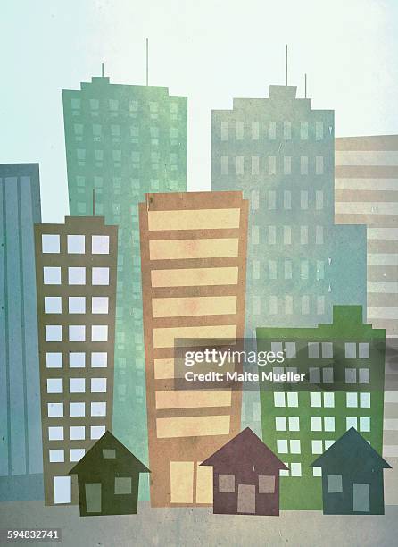 illustration of city buildings - home exterior stock illustrations