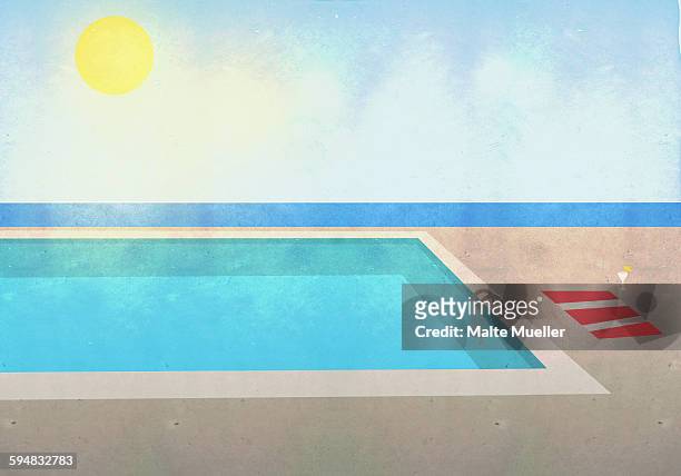 illustration of swimming pool on sunny day - holiday stock illustrations
