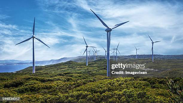 wind turbines  on a wind farm, australia - wind farm australia fotografías e imágenes de stock