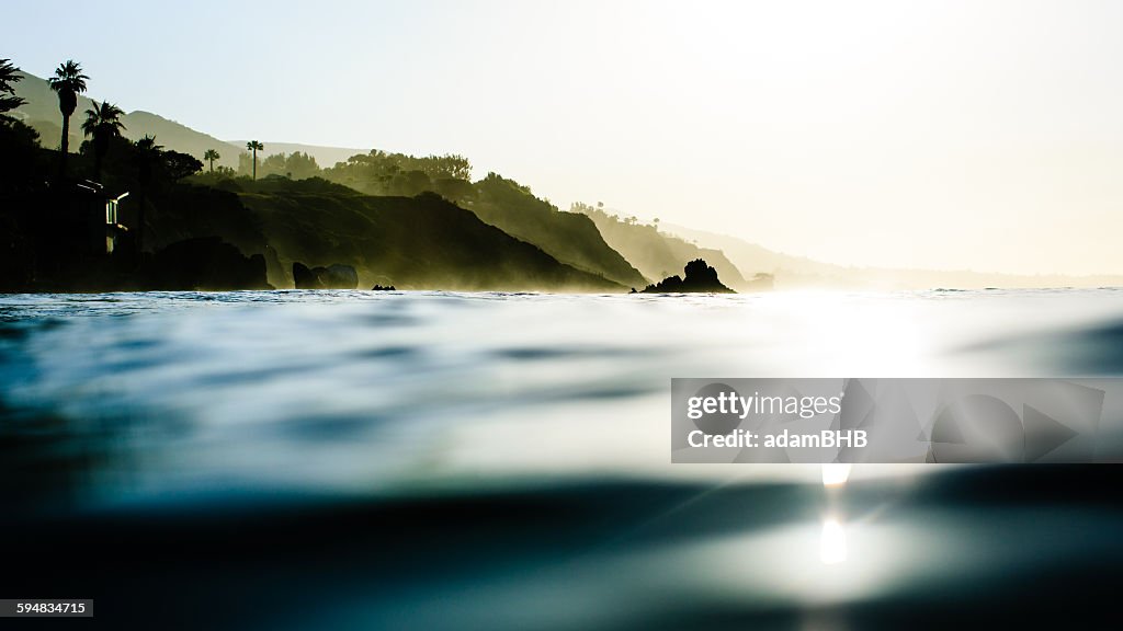Coastal view from sea, Malibu, California, USA