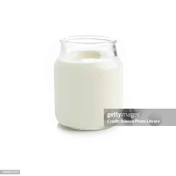 jar of fresh yoghurt - yogurt container stock pictures, royalty-free photos & images