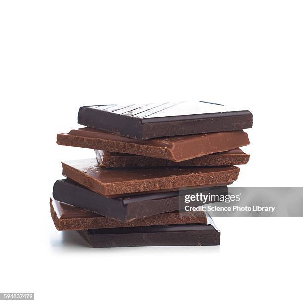 milk and dark chocolate - chocolate square stock pictures, royalty-free photos & images