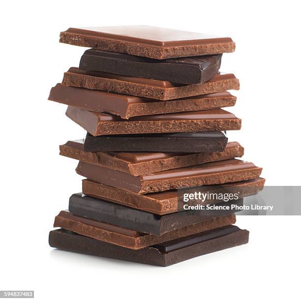 milk and dark chocolate - chocolate square stock pictures, royalty-free photos & images