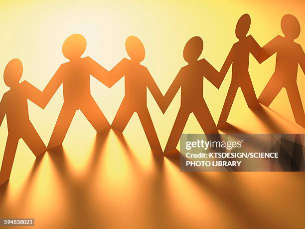 paper people in a row - human chain stock-grafiken, -clipart, -cartoons und -symbole