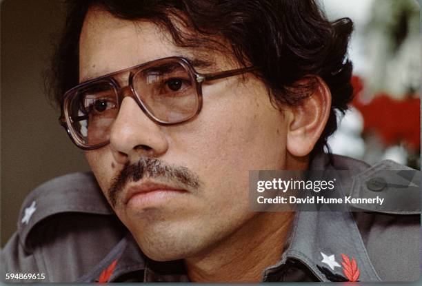 Daniel Ortega, leader of the Nicaraguan junta, in April 1981 in Havana, Cuba. He is in town to attend a meeting for the World Council for Peace and...
