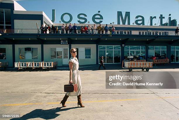 Actress and model Margaux Hemingway at the José Martí International Airport, February 1978 in Havana, Cuba.