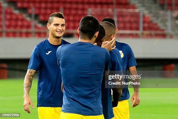 Arouca's players during the training of UEFA Europa League match between FC Olympiacos and FC Arouca at Georgios Karaiskakis Stadium in Piraeus on...