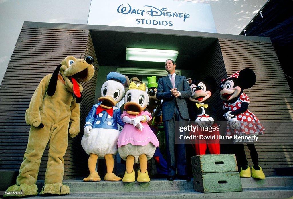Michael Eisner with Disney Characters