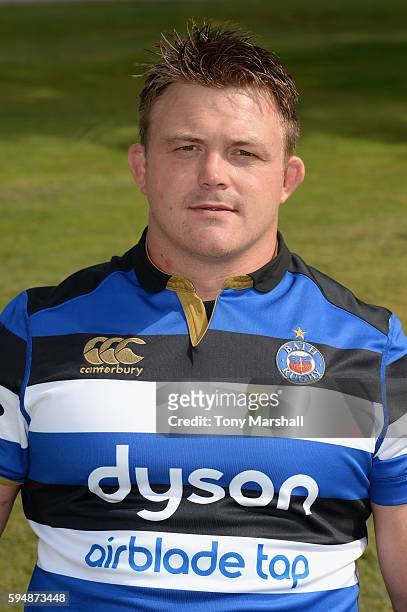 David Wilson poses for a portrait during the Bath Rugby squad photo call for the 2016-2017 Aviva Premiership Rugby season on August 24, 2016 in Bath,...