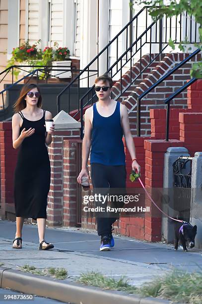 Actor Dane DeHaan and Anna Wood are seen walking there dog in brooklyn on August 24, 2016 in New York City.