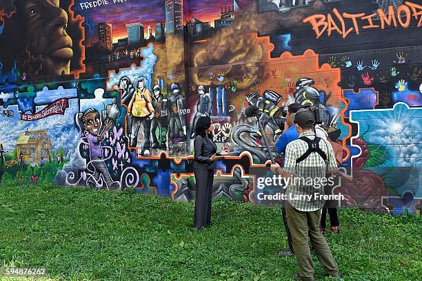 State's Attorney for Baltimore, Maryland, Marilyn J. Mosby is interviewed by Shoshana Guy, Senior Producer NBC News while walking through the...