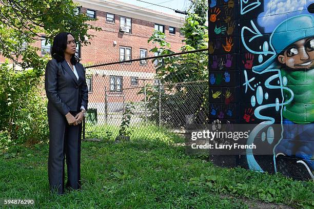 State's Attorney for Baltimore, Maryland, Marilyn J. Mosby is interviewed by Shoshana Guy, Senior Producer NBC News while walking through the...