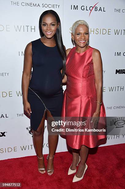 Actress Tika Sumpter and her mother Janice Acquista attend the Cinema Society screening of "Southside With You" hosted by Miramax, Roadside...