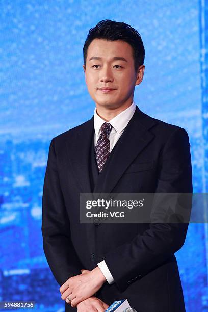 Actor Tong Dawei attends press conference of new drama "Love Actually" on August 24, 2016 in Beijing, China.