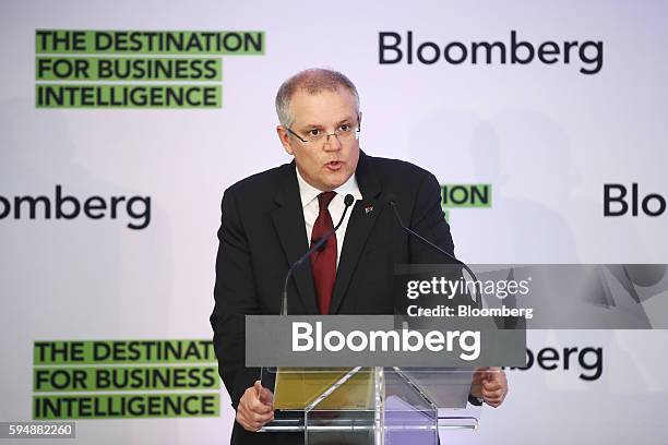 Scott Morrison, Australia's treasurer, speaks during a Bloomberg business breakfast event in Sydney, Australia, on Thursday, Aug. 25, 2016....