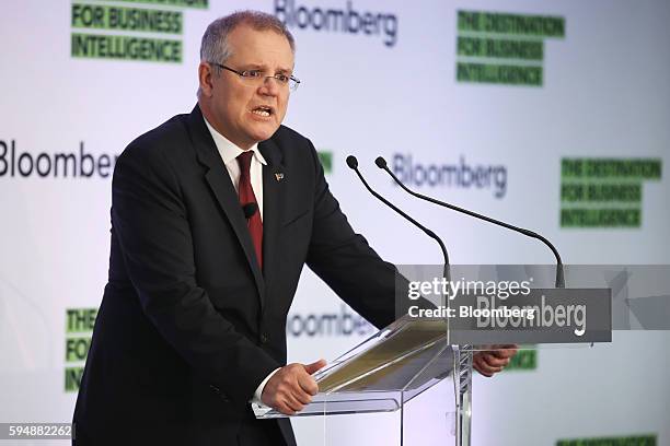 Scott Morrison, Australia's treasurer, speaks during a Bloomberg business breakfast event in Sydney, Australia, on Thursday, Aug. 25, 2016....