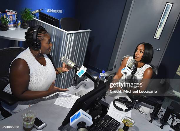 Singer Kelly Rowland talks with host Bevy Smith on Smith's show "Bevelations" at SiriusXM Studios on August 24, 2016 in New York City.