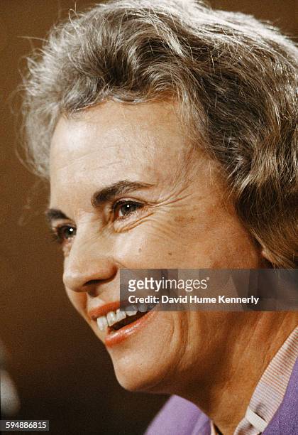 Supreme Court nominee, Judge Sandra Day O'Connor, testifies before the Senate Judiciary committee during confirmation hearings as she seeks to become...