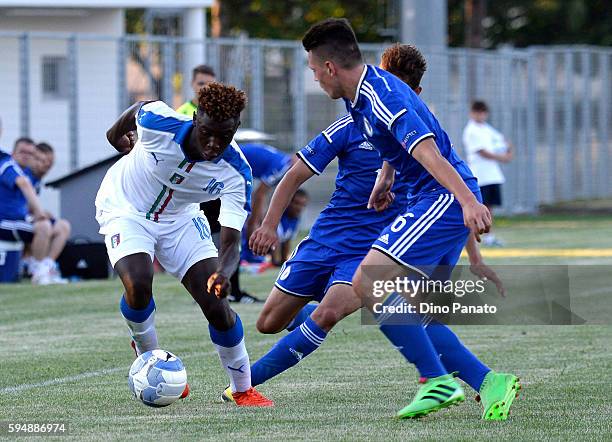 Bioty Moise Kean of Italy U16 in action during the International Friendly between Italy U16 and Bosnia U16 at Stadio Enzo Bearzot on August 24, 2016...