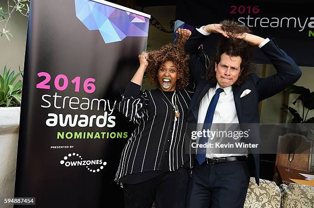 Host GloZell Green and Creator and Executive Producer of the Streamy Awards Drew Baldwin attend The 6th Annual Streamy Awards nominations event...