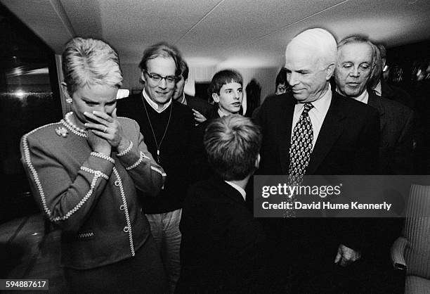 Presidential candidate John McCain with his family and members of his campaign team, including his wife Cindy McCain and political advisor Mike...