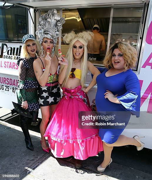 Katya, Alyssa Edwards, Alaska and Ginger Ming attend RuPauls' Drag Race All Stars Celebrate Season 2 With Big Gay Ice Cream at Union Square on August...