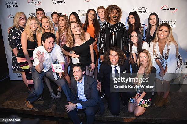 Group shot of The 6th Annual Streamy Awards nominations event hosted by GloZell Green at 41 Ocean Club on August 24, 2016 in Santa Monica, California.