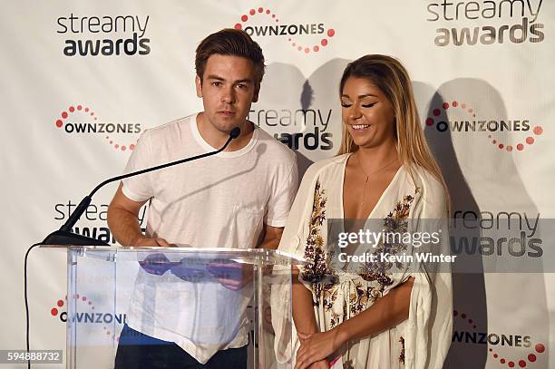 Internet personalities Cody Ko and Andrea Russett attends The 6th Annual Streamy Awards nominations event hosted by GloZell Green at 41 Ocean Club on...