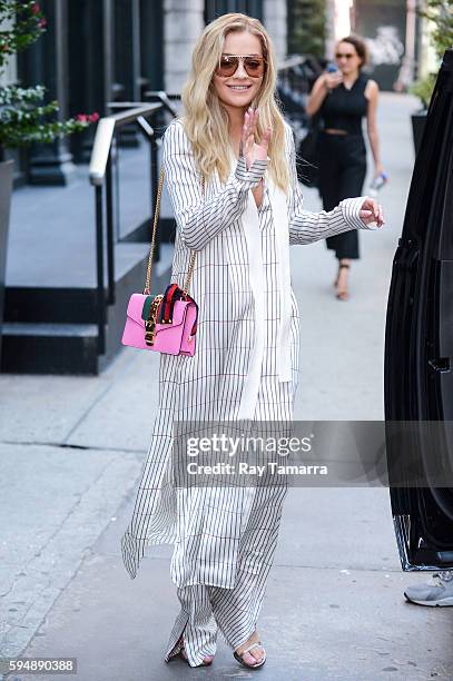 Singer Rita Ora leaves her Tribeca apartment on August 24, 2016 in New York City.