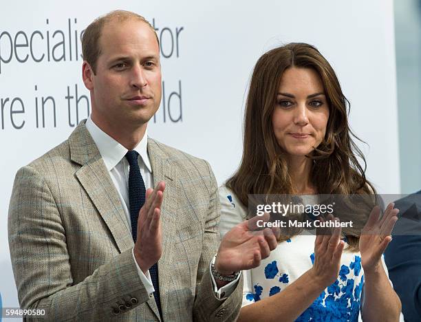 Prince William, Duke of Cambridge and Catherine, Duchess of Cambridge visit Hayward Taylor on August 24, 2016 in Luton, England.