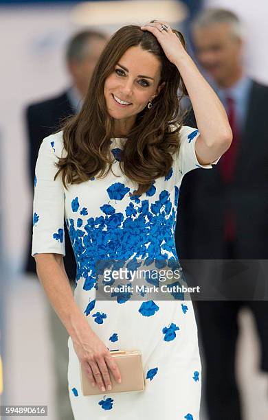 Catherine, Duchess of Cambridge visits Hayward Taylor on August 24, 2016 in Luton, England.