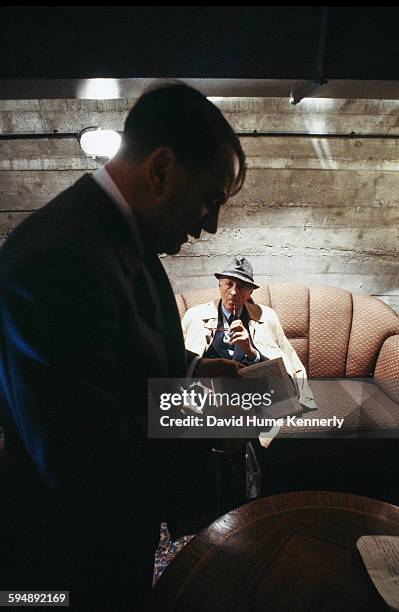 Author Herman Wouk , who wrote the acclaimed novels "Winds of War" and its sequel "War and Remembrance," pose with actor Steven Berkoff during the...