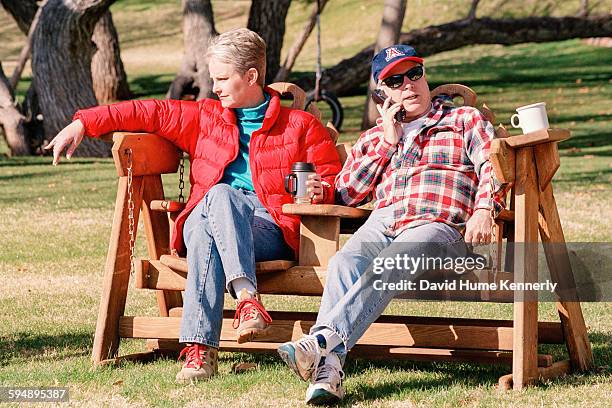 Presidential candidate John McCain and his wife, Cindy McCain, relax at their family ranch, March 9, 2000 near Sedona, Arizona.