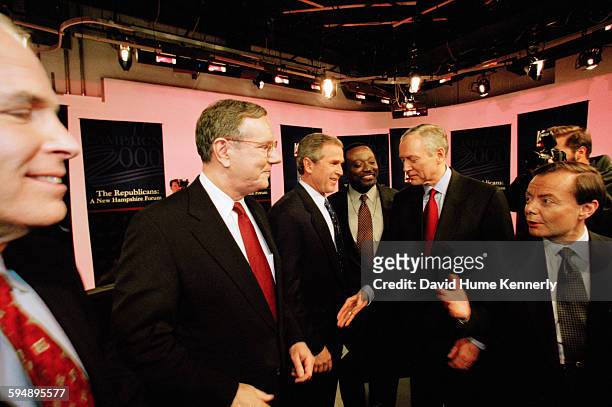 Republican presidential hopefuls  Senator John McCain , Steve Forbes, Texas Gov. George W. Bush, Alan Keyes, Senator Orrin Hatch, and Gary Bauer ...