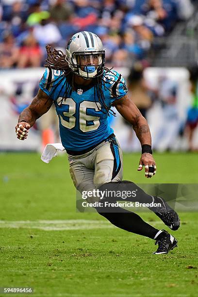 Marcus Ball of the Carolina Panthers plays against the Tennessee Titans at Nissan Stadium on August 20, 2016 in Nashville, Tennessee.